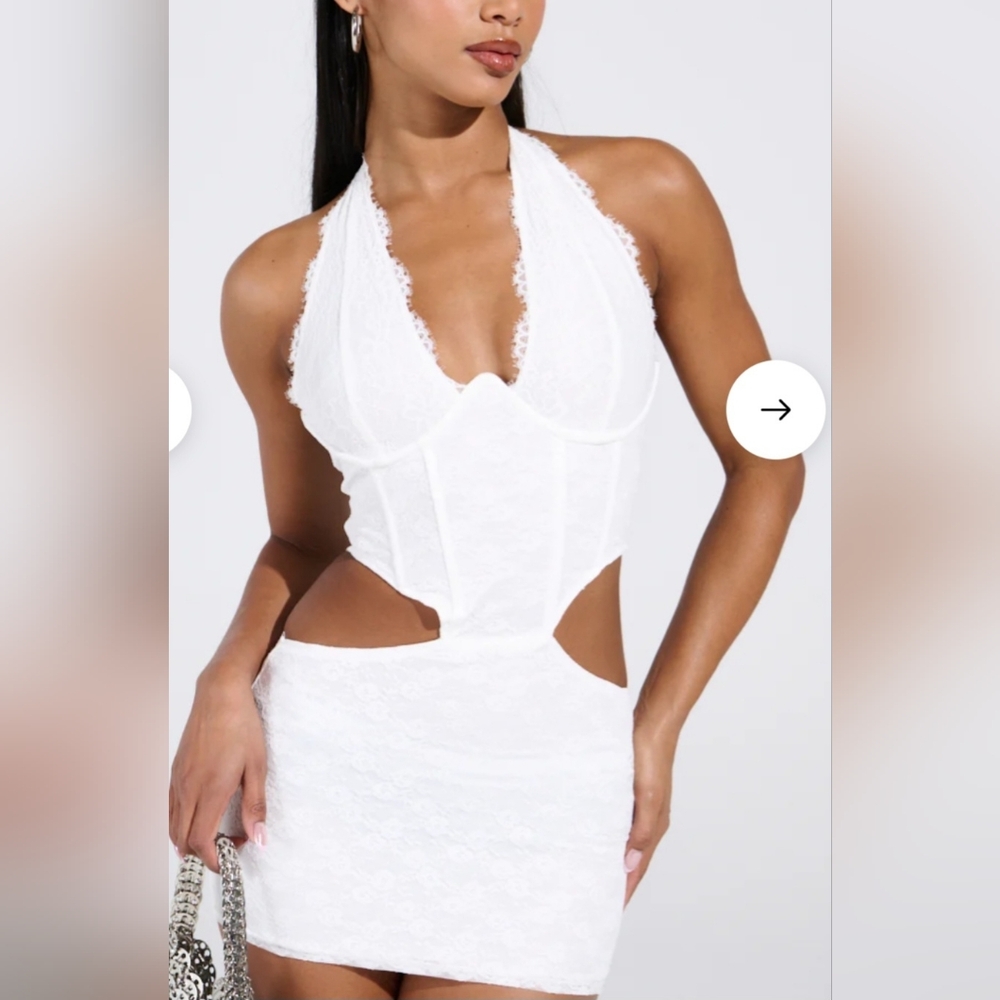 Akira White Lace Halter Mini Dress NWOTs XL